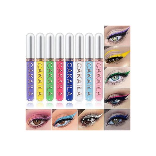 MEICOLY 8 Colors Liquid Eyeliner Colorful Set, Matte Colored Green White Eye Liners Pencil Pro High Pigmented Waterproof & Long Lasting Bright Eyes delineadores de colores,01