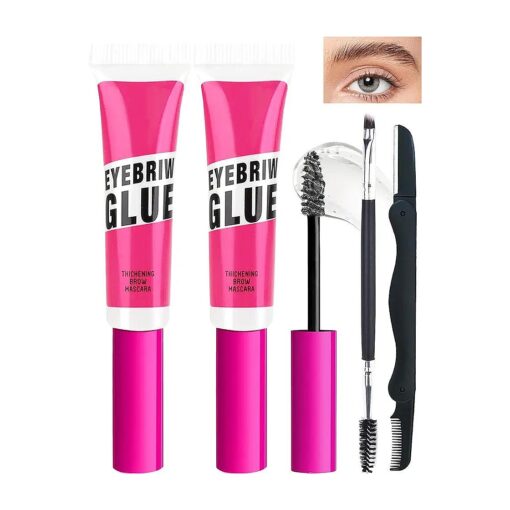 Clear Eyebrow Setting Gel-2 Pcs Transparent Thickening Brow Fix Glue, Waterproof Sweat-Proof Eye Brow Repair Liquid Brow Styling Gel, Brow Fast Sculpt Lift Glue, Long Lasting Brow Makeup for Women-Set 09