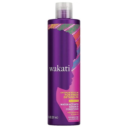 Wakati Water-Activated Detangling Conditioner, 8 Ounce, Natural Hair Moisturizer, Long Lasting Frizz Control, Experience Finger-Comb Detangle, Sulfate Free, Paraben Free, White