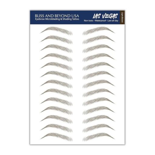 | Waterproof Eyebrow Tattoo Stickers, A real hair stroke look, Hair replacement without surgery, Solution for hair loss, Bushy Tinted eyebrow tattoos, ( New Las Vegas, Light Brown )