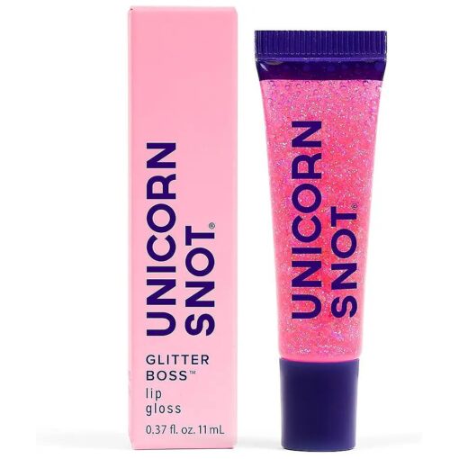 UNICORN SNOT Glitter Lip Gloss - Long-Lasting Sparkly Lip Shine - Vegan & Cruelty Free Non-Sticky Formula - Lip Gloss for Festivals, Pride Accessories - High-Shine Glitter Lip Gloss, Pink ( Flamingo )