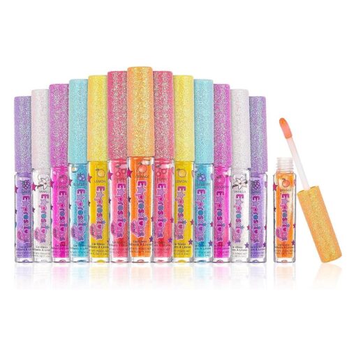 Expressions girl 14pc Fruity Flavored Lip Gloss Set, Long Lasting Glossy Lip Makeup for Kids/Teens - Fruity Flavors Lip Gloss Value Pack