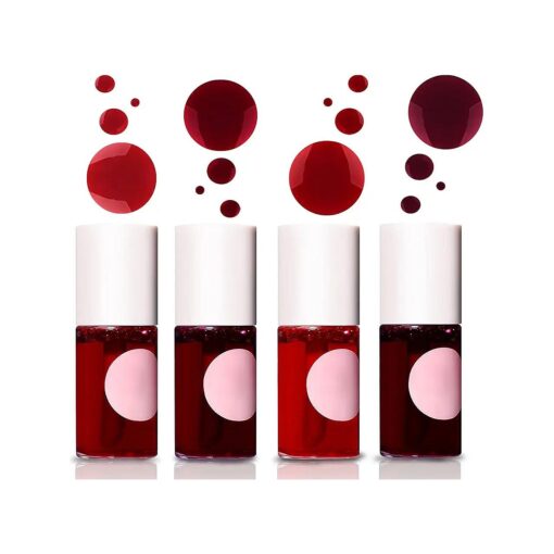 4 Colors Lip Tint Stain Set, LemonSac Velvet Lip Tint Watery Lip Stain, Moisturizing Waterproof Mini Liquid Lipstick, Plump Lip Gloss Long-lasting Korean Matte Lip Tint Non-Sticky Tinta De Labios ( 4PCS )