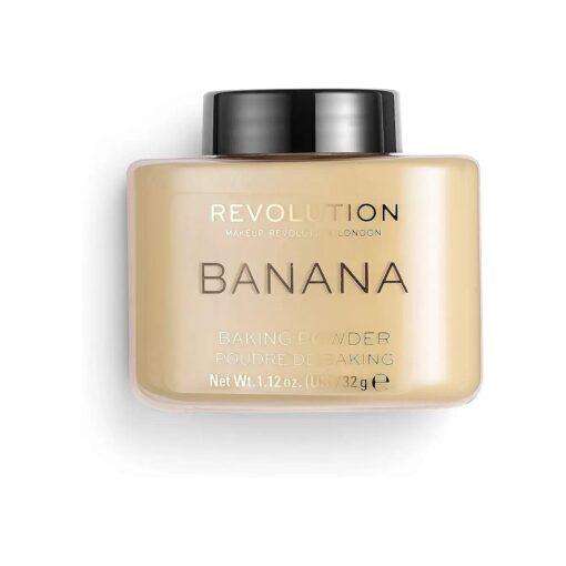 Makeup Revolution Loose Baking Powder, Make Up Setting Powder, Long Lasting Coverage, Reduces Shine, For Medium Skin Tones, Banana, 32g