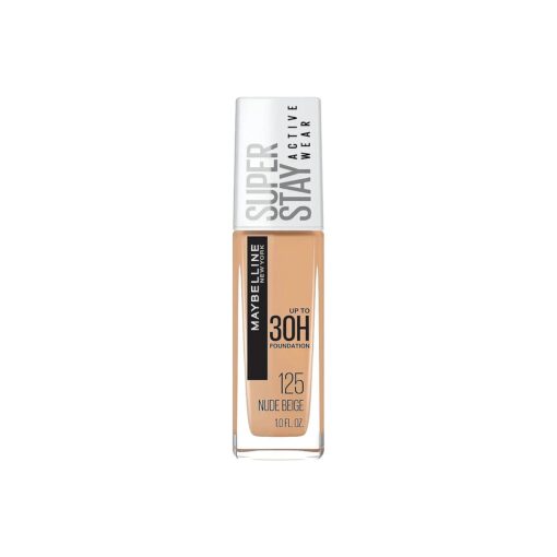 Maybelline Super Stay Full Coverage Liquid Foundation Active Wear Makeup, Up to 30Hr Wear, Transfer, Sweat & Water Resistant, Matte Finish, Nude Beige, 1 Count