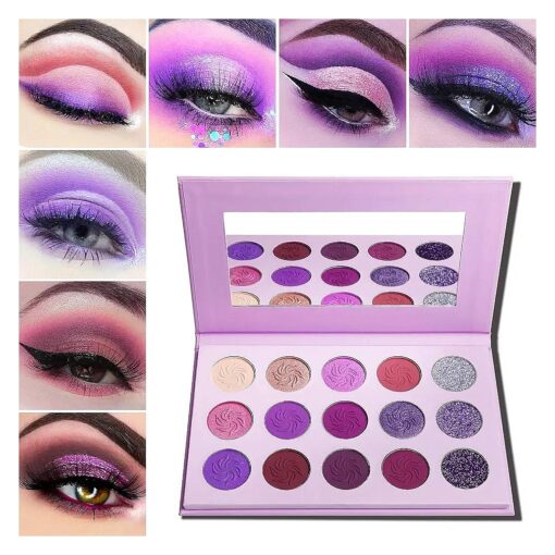 Afflano Purple Eyeshadow Palette Makeup Matte Glitter, Highly Pigmented Pink Eye Makeup Pallet, Dream Purple Pink Dark Red Violet Cute Bright Shimmer Travel Eyeshadow Pallet for Girl Women