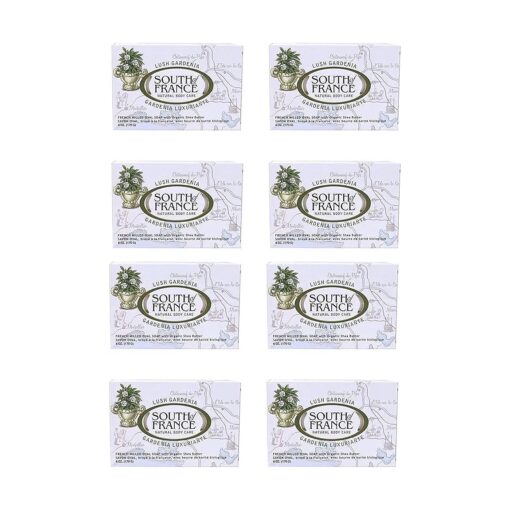 South Of France Milled Bar Soap, Gardenia, 6 Ounce ( 6 oz ( Pack of 8 ) )