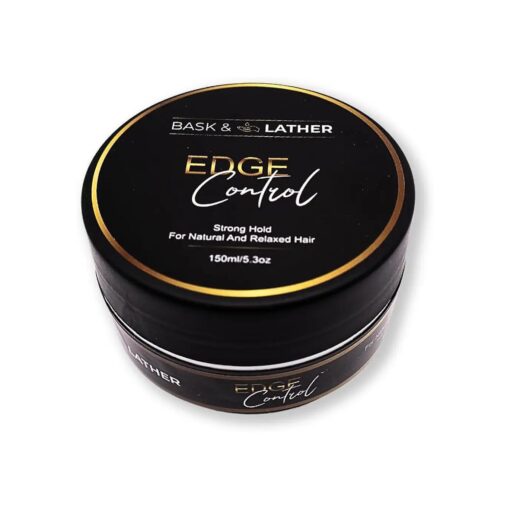 BASK & LATHER Edge Control Hair Gel, Strong Hold, Thick Edges, Styling Gel, Non-Greasy, Non-Flaking, No White Cast, Long Lasting, Supports Hair Growth, Natural Formula, For All Hair Types, 5.3 Fl Oz