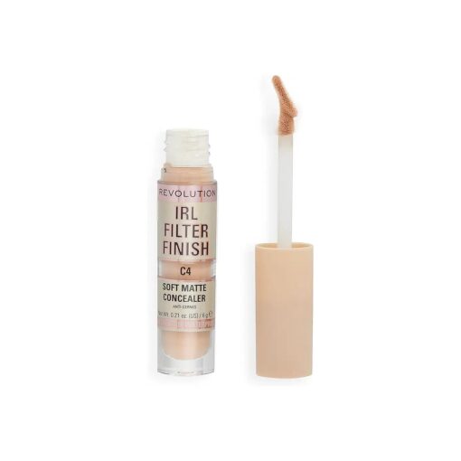 Revolution Beauty, IRL Filter Finish Concealer, Full Coverage, Oil Free, Long Lasting & Lightweight Formula, Infused with Hyaluronic Acid, Vegan & Cruelty Free, C4, 0.21 Oz