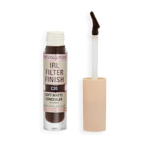 Revolution Beauty, IRL Filter Finish Concealer, Full Coverage, Oil Free, Long Lasting & Lightweight Formula, Infused with Hyaluronic Acid, Vegan & Cruelty Free, C20, 0.21 Oz