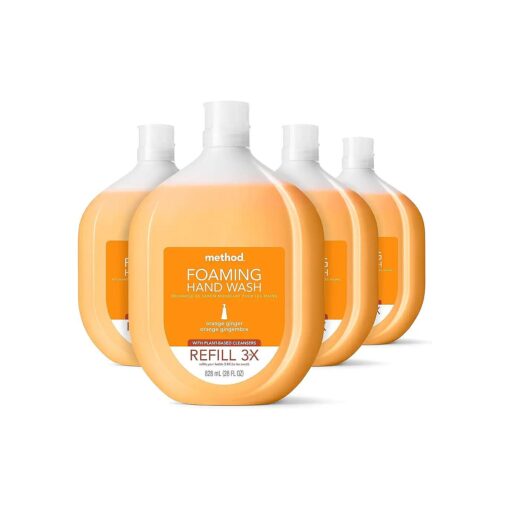 Method Foaming Hand Soap Refill, Orange Ginger, Recyclable Bottle, Biodegradable Formula, 28 fl oz ( Pack of 4 )