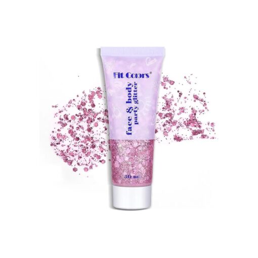 TEOYALL Long Lasting Pink Body Glitter Holographic Sparkling Cosmetic Grade Chunky Glitter for Face Hair ( Pink )