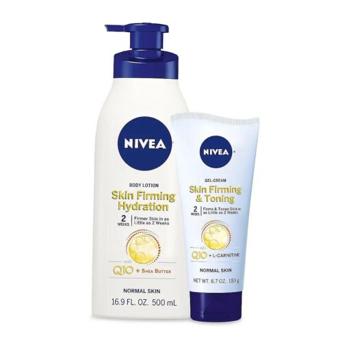 Nivea Skin Firming Body Lotion Variety Pack with 16.9 Fl Oz Hydrating Body Lotion and 6.7 Oz Skin Firming Gel Cream