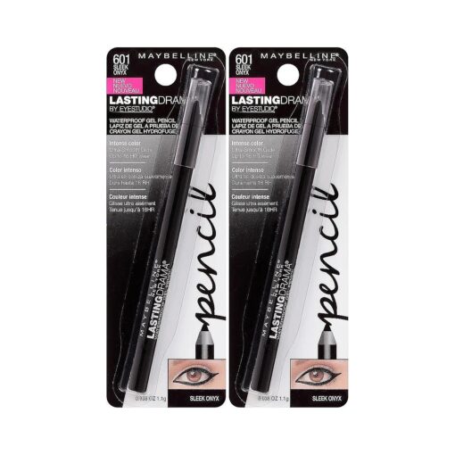 Maybelline New York Eyestudio Lasting Drama Waterproof Gel Pencil Makeup, Sleek Onyx, 2 Count