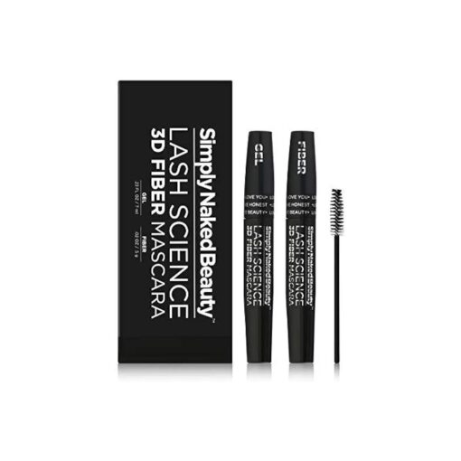 3D Lash Fiber Mascara ( 2 Tubes ) - Lengthening Tubing Mascara for Bold Volume - Gel & Dry Fiber Formula - Non-Toxic & Hypoallergenic by Simply Naked Beauty