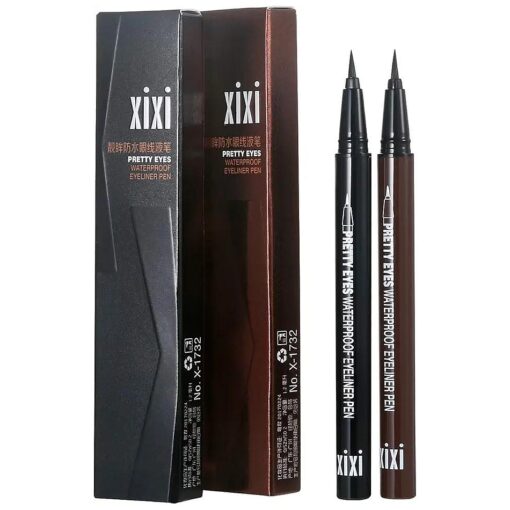 2 Pack Waterproof Liquid Eyeliner : Black/Dark Brown Liquid Eyeliner Pencil Smudge Proof Slim Eyeliner Freckle Pencil Makeup Tools Long Lasting All Day