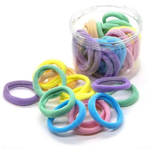 48PCS Seamless Hair Ties Macaron Rainbow Colorful High Elastic Ponytail Holders Hair Bands for Women Girls Teens Children Thick Hair Thin Hair Braided Accessories No Damage Stretchy Gift for Her