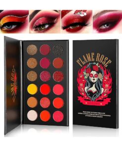 Afflano Red Eyeshadow Palette Highly Pigmented, Long Lasting True Red Eye Shadow Christmas Clown SFX Halloween Makeup Pallet, Brown Black Yellow Sunset Warm Fall Eye Shades, Cruelty Free