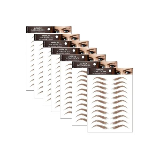 7Sheets Eyebrow Tattoo Stickers 4D Hair-like Waterproof Natural Fake Eyebrow Stickers, Long Lasting Eyebrow Grooming Shaping Perfect for Women and Girls ( Brown )