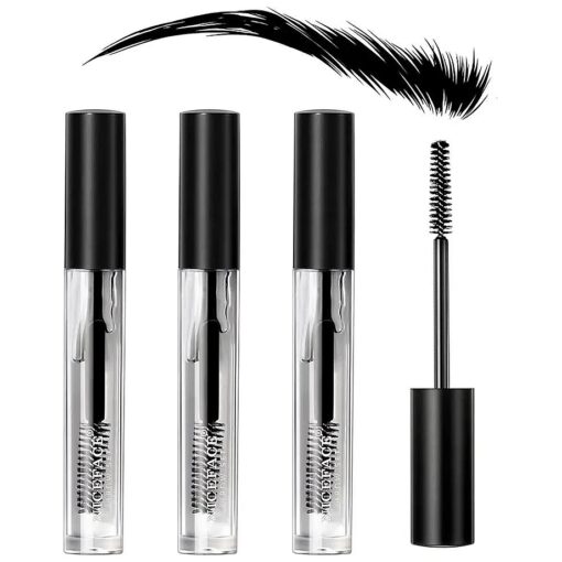 Clear Eyebrow Gel, 3Pcs Brow Setting Gel for Natural Brow, Long Lasting Waterproof Sweat-Proof Brow Makeup Liquid Eyebrow Styling Gel Set for Feathered & Fluffy Brows ( Transparent )