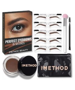 iMethod Eyebrow Stamp and Eyebrow Stencil Kit - Eye Brow Stamping Kit, Brow Stamp Kit, Brow Stencil and Stamp Kit, Brow Trio Eyebrow Kit, Perfect Bushy Eyebrows, Light Brown