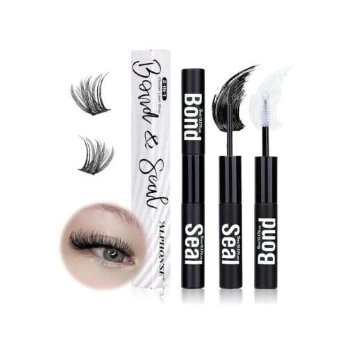 Lash Bond and Seal for DIY Lash Clusters Strong Hold 2 in 1 Lash Glue Long Lasting Waterproof Individual Eyelash Extension Glue by ALPHONSE ( 5ml+5ml )