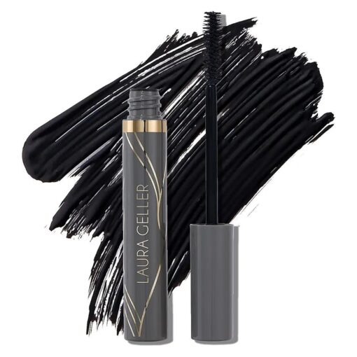 LAURA GELLER NEW YORK Always There Waterproof Lengthening Mascara in Black - Lengthening, Defining, Curling, Buildable Formula Eye Makeup- Innovative Lengthening Brush - 1 count