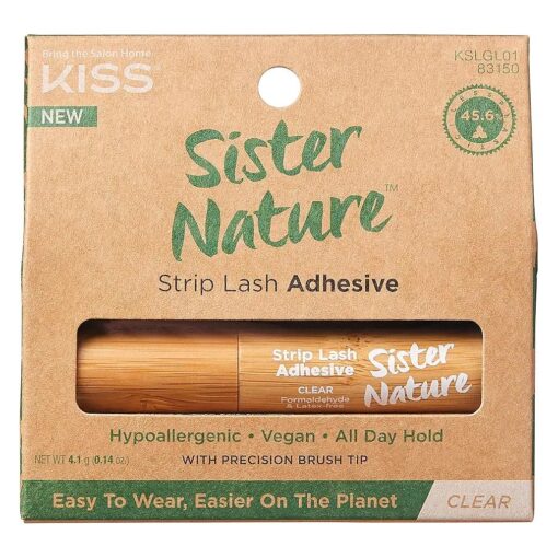 KISS Sister Nature, Lash Glue, Strip Lash Adhesive, Clear, Includes 1 Lash Adhesive, Long Lasting Wear, Can Be Used with Strip Lashes and Lash Clusters