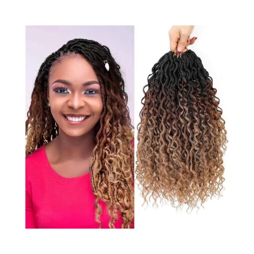 Goddess Locs Crochet Hair 14 Inch 8 Packs Faux Locs Crochet Hair for Black Women Bohemian Locs Hair Pre-looped River Fauxs Locs Crochet Hair, T30/27