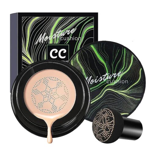 Mushroom Head Air Cushion CC Cream Foundation, Mushroom Head Foundation BB Cream Makeup Foundation Concealer Brighten Long-lasting Oil Control and Moisturizing-Natural