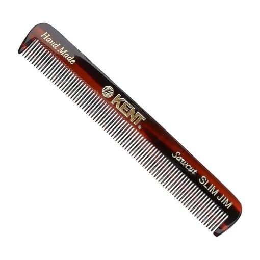 Kent Slim Jim Handmade All Fine Tooth Pocket Comb for Men, Hair Comb Straightener for Everyday Grooming Styling Hair, Mustache and Beard, Use Dry or with Balms, Saw Cut Hand Polished, Made in England