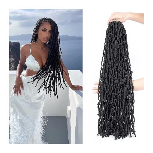 Faux Locs Crochet Hair Soft Locs 30 inch 6 Packs Long Pre Looped Crochet Locs Goddess Locs Crochet Hair For Black Women Braiding Hair Extensions ( 30 Inch ( Pack of 6 ), 1B )