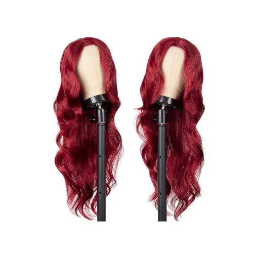 Long Red Wigs for Women, Synthetic Curly Wavy Wig with Middle Part 26inches Red Hair Replacement Wig for Cosplay Halloween Use