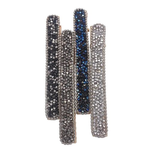 4 Rhinestone Crystal Long Slim Beak Duckbill Alligator Clip Pin Hair Accessories Women Girls