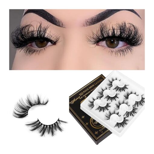 Miss Kiss 6 Pairs Eyelashes Natural Look False Eyelash 3D Fluffy Faux Mink Fake Lashes Wispy Volume Long Soft Reusable ... ( Spike )