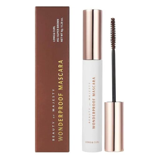 BOM WONDERPROOF MASCARA LONG & CURL Dual Purpose Length Volume Skinny Wand Light Gel Texture ( SUPER BROWN )