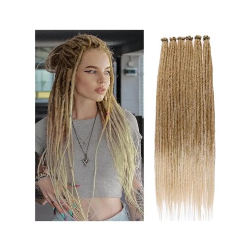 ZRQ 30 Strands 24" Synthetic Dreadlock Extenisons Ombre Blonde Boho Locs Synthetic Dreads,27613 Dreadlocks Goddess Locs Crochet Braids Fake Dreads Hair Extensions 27613 #