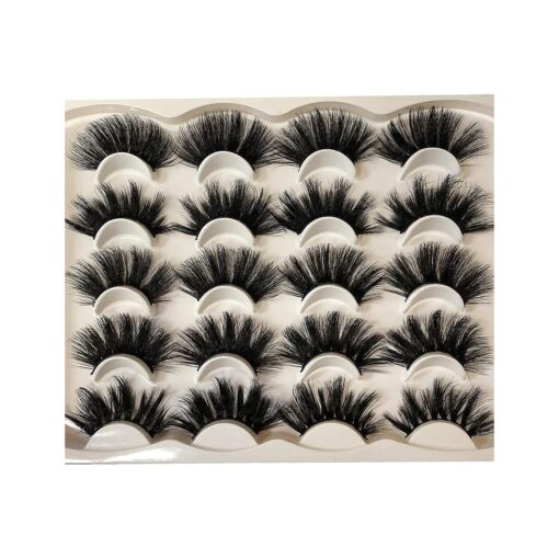 Pooplunch 25MM Faux Mink Lashes Pack Dramatic False Eyelashes 10 Pairs Fluffy Long Thick Volume Mink Eye Lashes Multipack