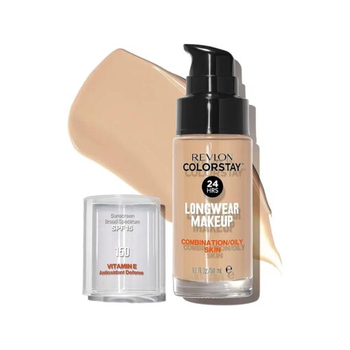 Revlon Liquid Foundation, ColorStay Face Makeup for Combination & Oily Skin, SPF 15, Longwear Medium-Full Coverage with Matte Finish, Buff ( 150 ), 1.0 Oz