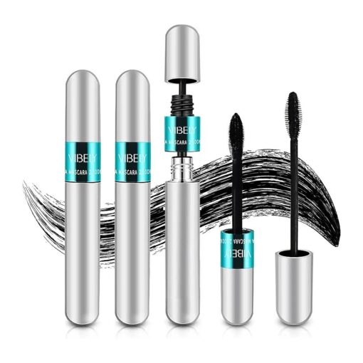 Lash Cosmetics Vibely Mascara, Vibely Mascara 5x Longer Waterproof, 2 in 1 Thrive Mascara Vibely Mascara, 4d Silk Fiber Lash Mascara, Washable Natural Lengthening and Thickening No Clumping Black