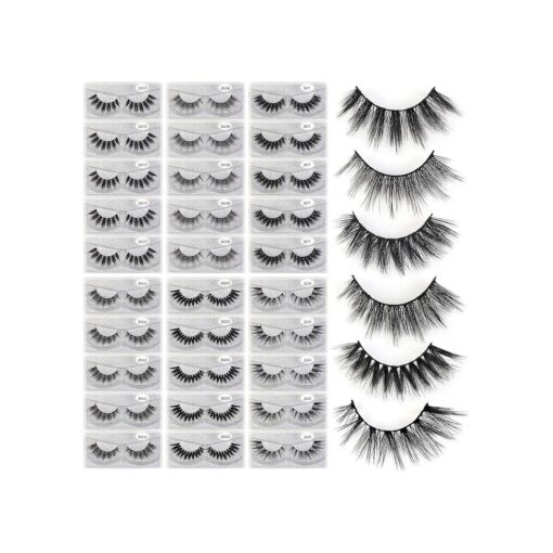 MAGEFY 30 Pairs 6 Styles Faux Mink Eyelashes, 16mm-20mm Lashes Natural Look to Dramatic False Eyelashes, Handmade Reusable Fake Eyelashes with Portable Boxes