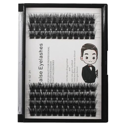 Bodermincer 84 Clusters D Curl Wide Cluster False Eyelash Volume Lashes Natural Eyelashes Set DIY Eyelash Extension 3D Effect Glue Bonded Band Individual Lash Home Eyelash Extension ( 12MM )