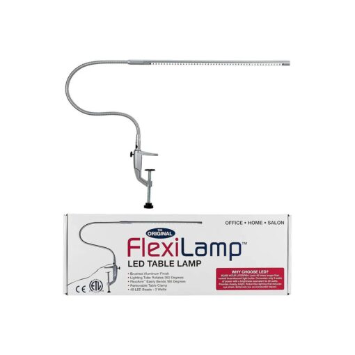 Americanails Original FlexiLamp - LED Table Desk Lamp - Removable Clamp - Adjustable Lighting for Nail Stations - Manicure Table Light - Flexible Arm - 48 LED Beads - 300 Lumens