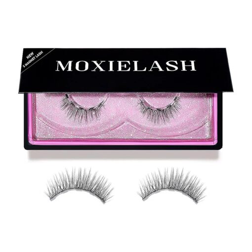 MoxieLash Magnetic Eyelashes - Classy | Reusable Magnetic Lashes, No Glue or Alcohol, Natural Wispy Look - Add Subtle Volume & Length, Professional Faux False Eyelashes - Silk - 1 Pair