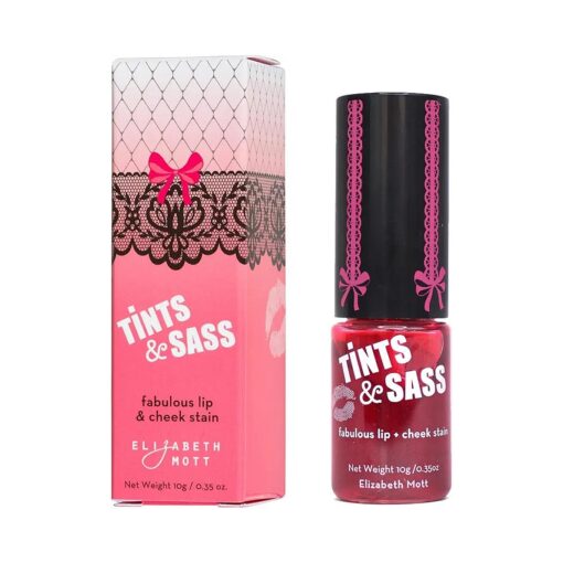 Elizabeth Mott Tints & Sass Rosy Lip Stain and Cheek Tint - Long-lasting Natural Lip and Cheek Color For All Skin Types and Skin Tones, Cruelty Free ( 10g/0.35oz )