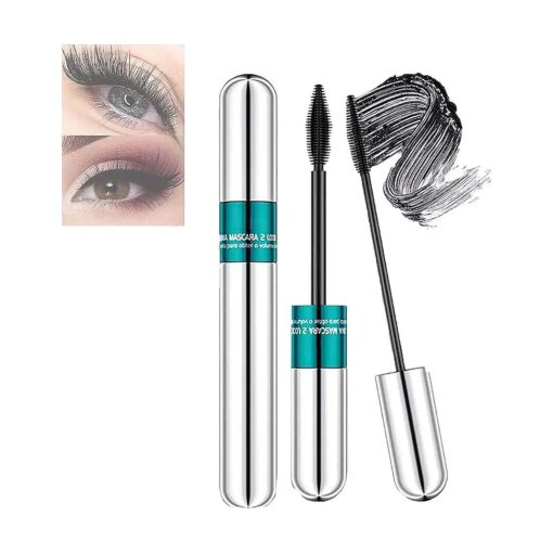 5x Longer Waterproof Mascara, 4D Silk Fiber Lash Mascara, 2 in 1 4D Thrive Mascara 5x Longer Waterproof for Natural Lengthening and Thickening Effect ( 1Pack )