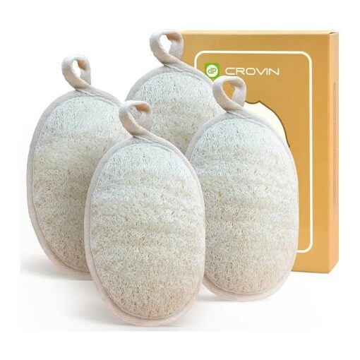 Natural Exfoliating Loofah Sponge with Natural Material Luffa Sponge for Women, Exfoliaiting Loofah Body Scrubber Health for Bath Shower and Spa ( Pack of 4 )