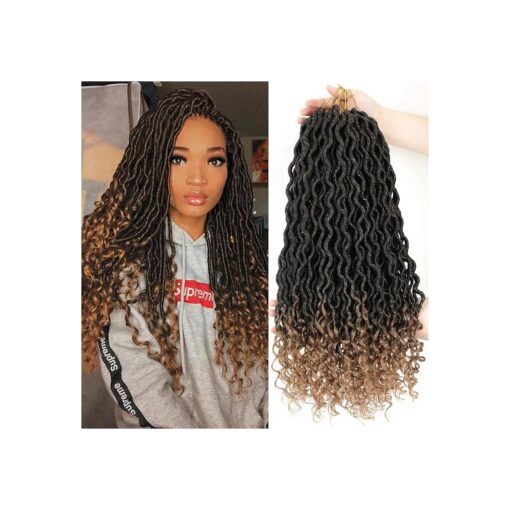 Goddess Locs Crochet Hair 20 Inch 6 Packs Faux Locs Crochet Hair Pre Looped Crochet Locs With Curly Ends Ombre Soft Loc Hair Extensions For Women ( 20" ,1b/27, 6packs )