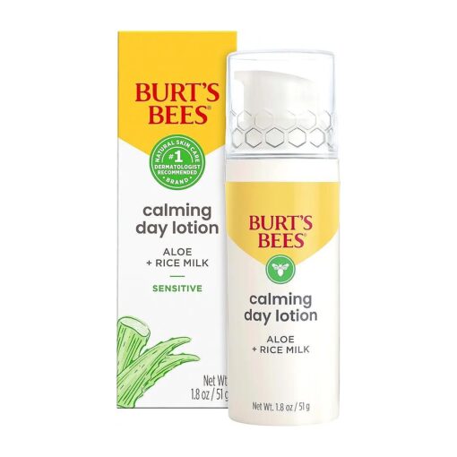 Burt 's Bees Calming Day Lotion with Aloe and Rice Milk for Sensitive Skin, 98.8 % Natural Origin, 1.8 Fluid Ounces