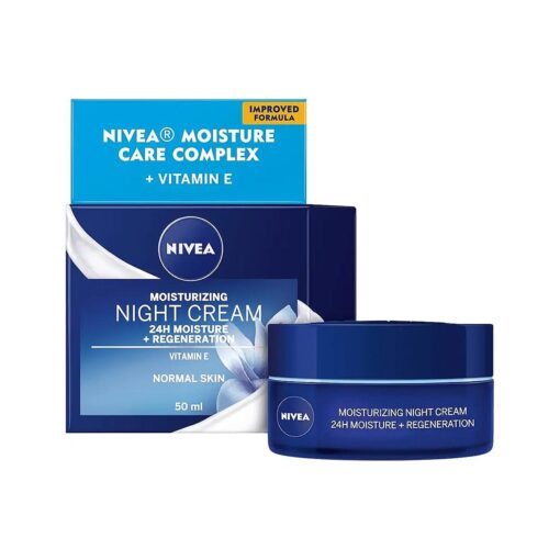 Genuine German Nivea Regenerating Night Care Cream Aqua Effect with Lotus Flower Extract for all skin types 1.69 fl, oz - 50ml